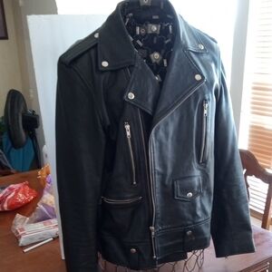 Black Lambskin Lightweight Leather Men's Moto Jacket